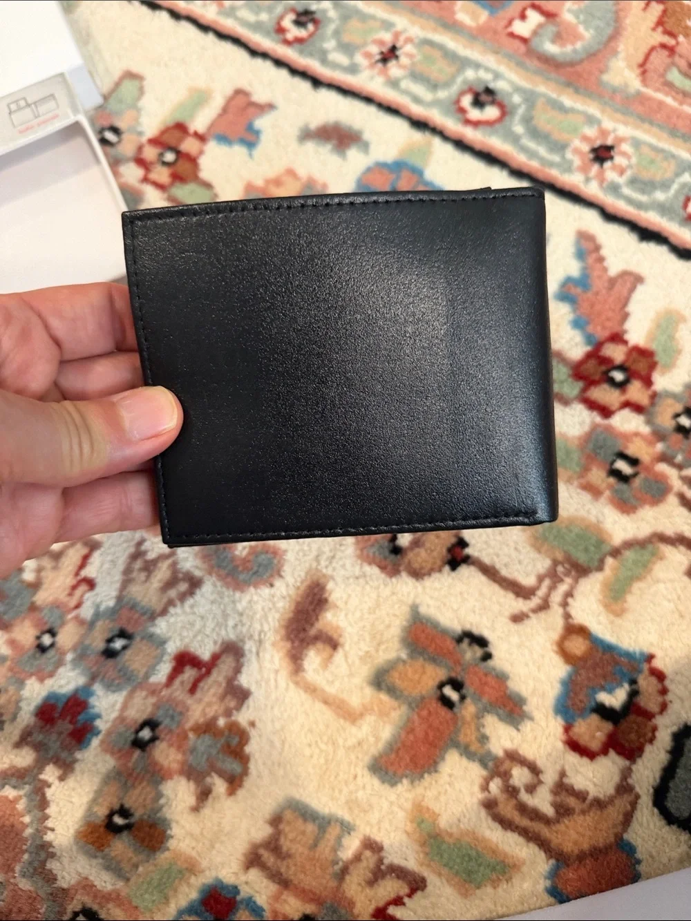 Calvin Klein Black Leather Men's Bi-Fold Wallet with Metal Logo